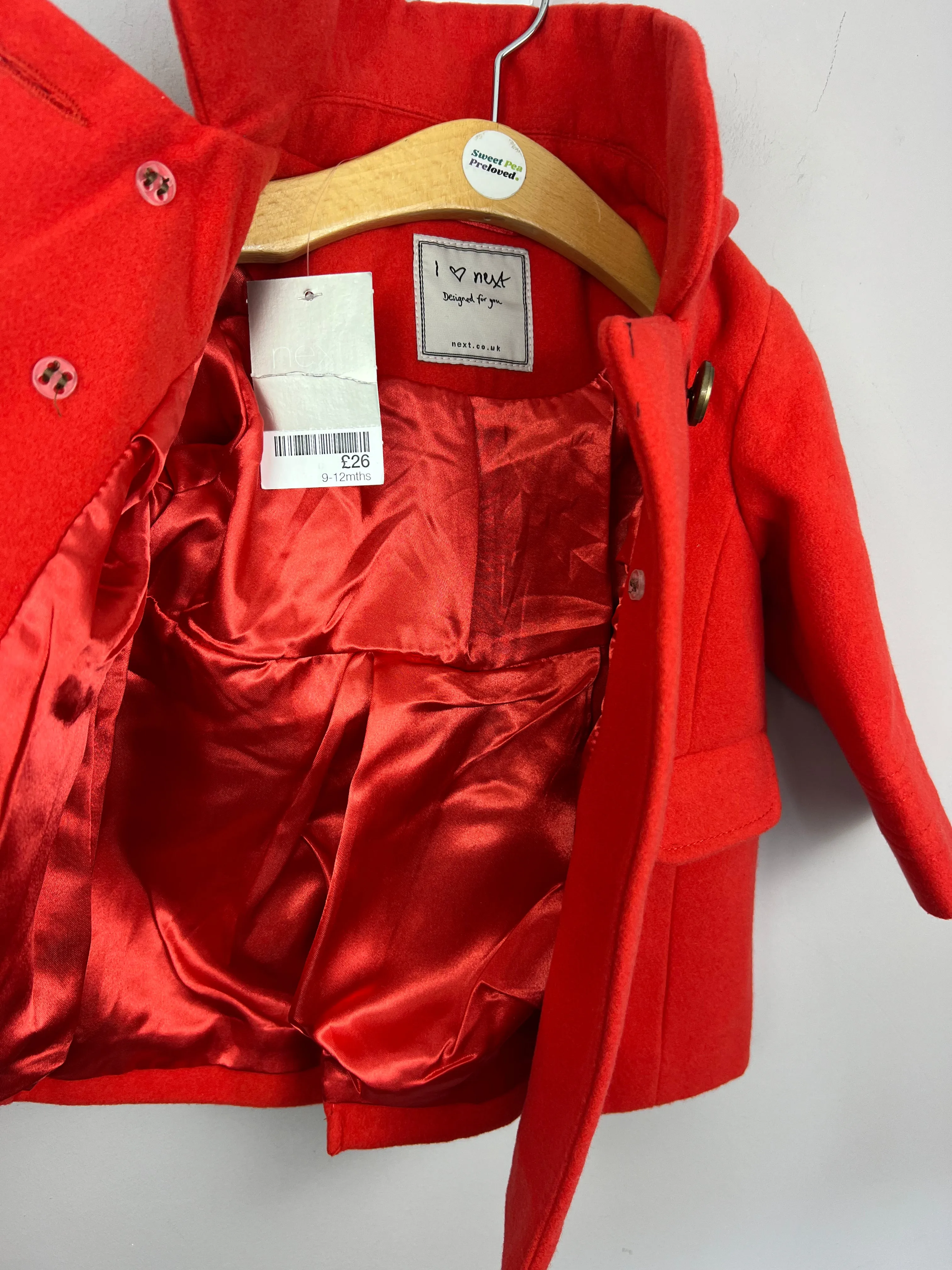 Next Formal Red Jacket with hood 9-12m BNWT