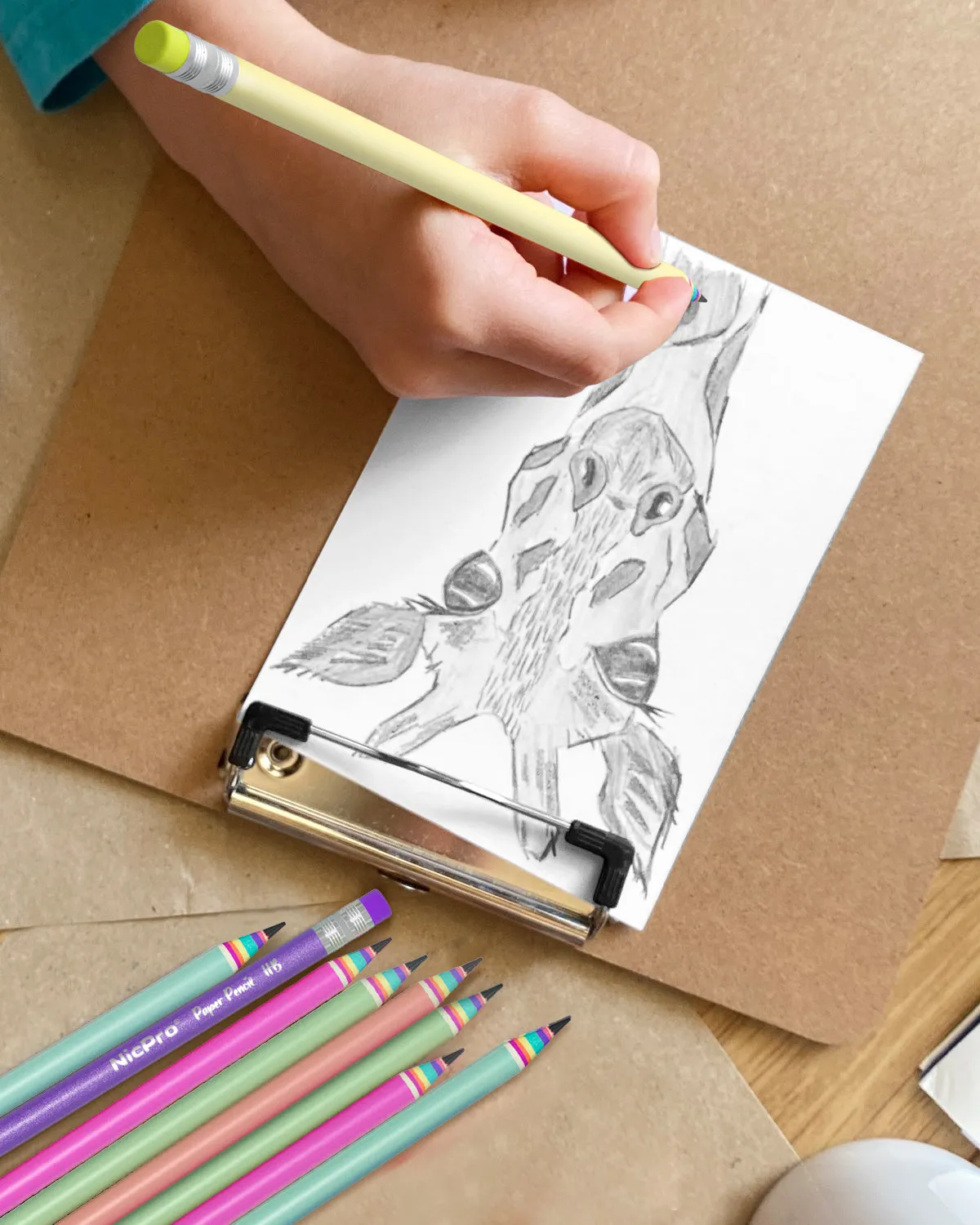 Nicpro 12PCS Pencils #2, HB Rainbow Colored Paper Pencils, Pre-Sharpened Wood-Cased Cute Pencils, Anti-Break Graphite Pencil with Eraser for Student Writing Drawing Drafting Sketching School Supplies
