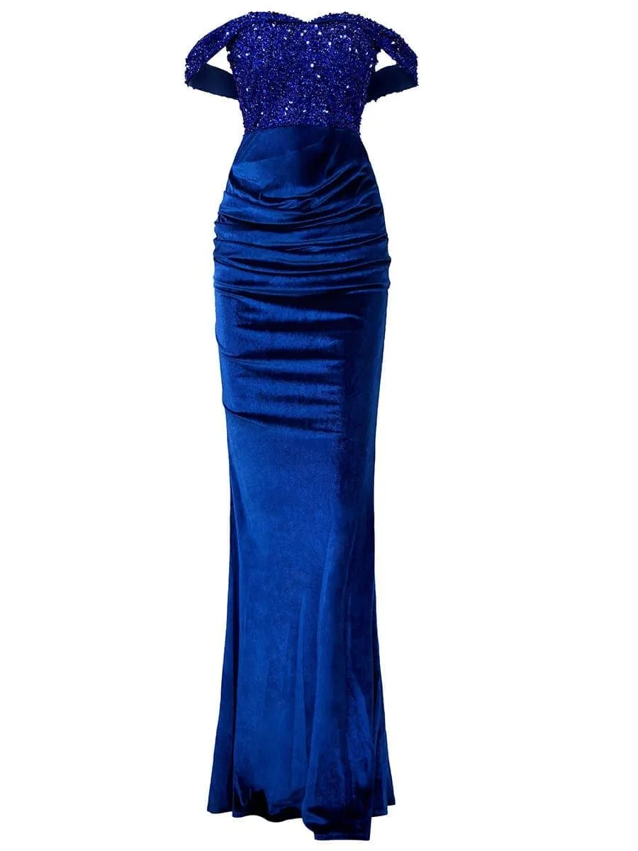 Off Shoulder Velvet Mermaid Cocktail Dress XJ1625