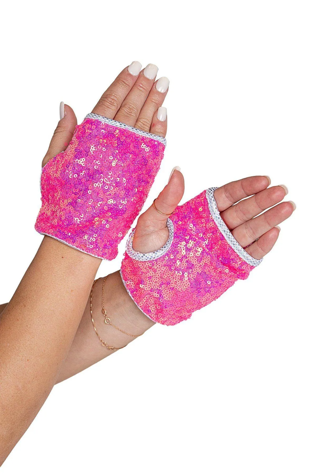 Open Finger Sequin Gloves