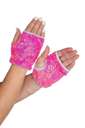 Open Finger Sequin Gloves