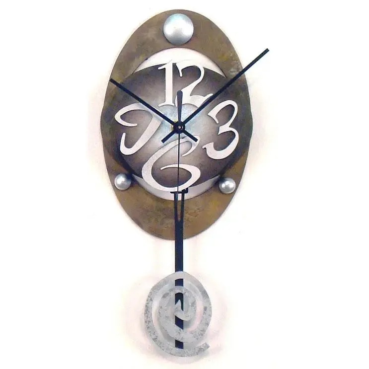 Oval 9 Pendulum Wall Clock by David Scherer