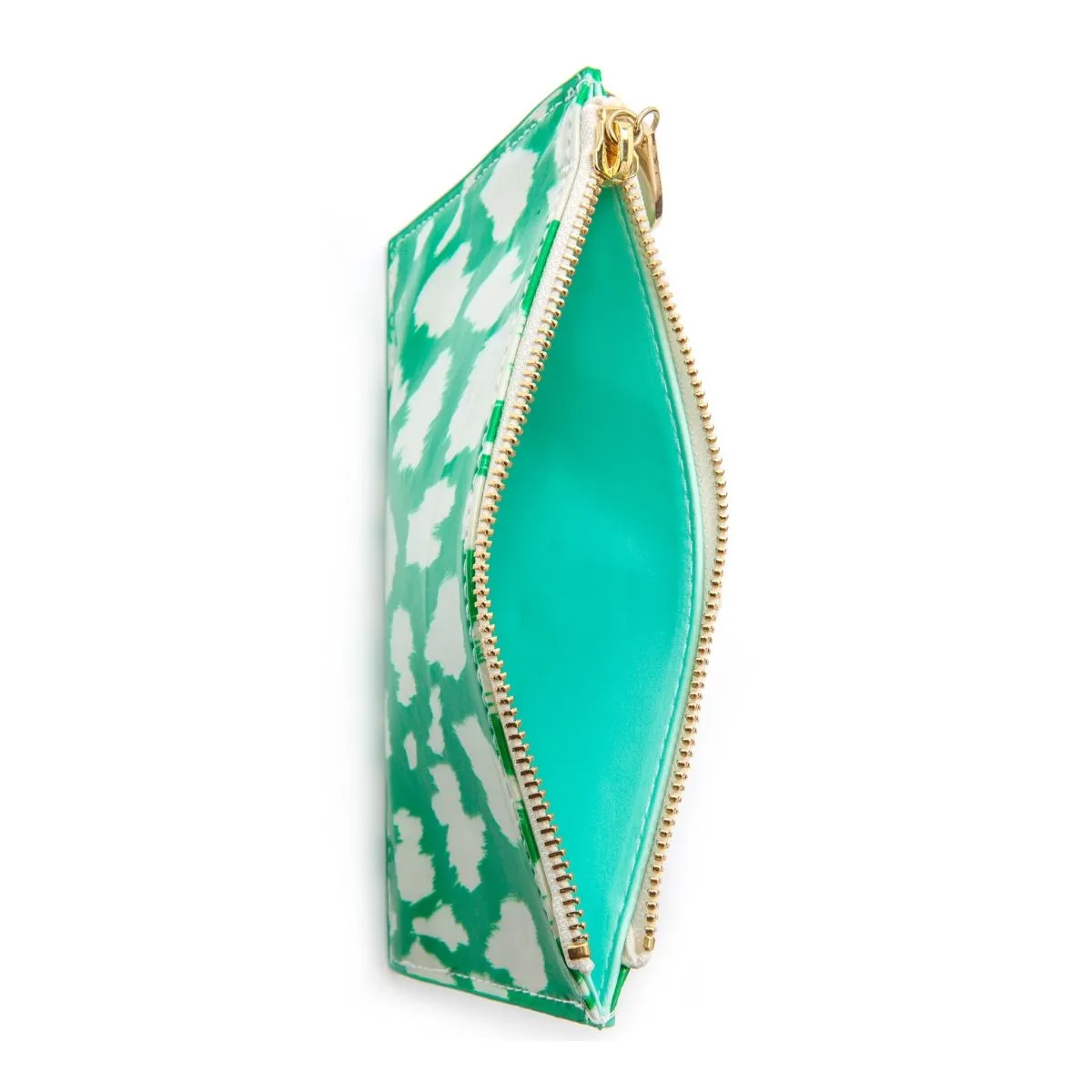 Painterly Cheetah Ikat Green Pouch
