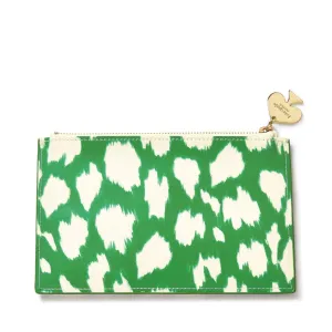 Painterly Cheetah Ikat Green Pouch