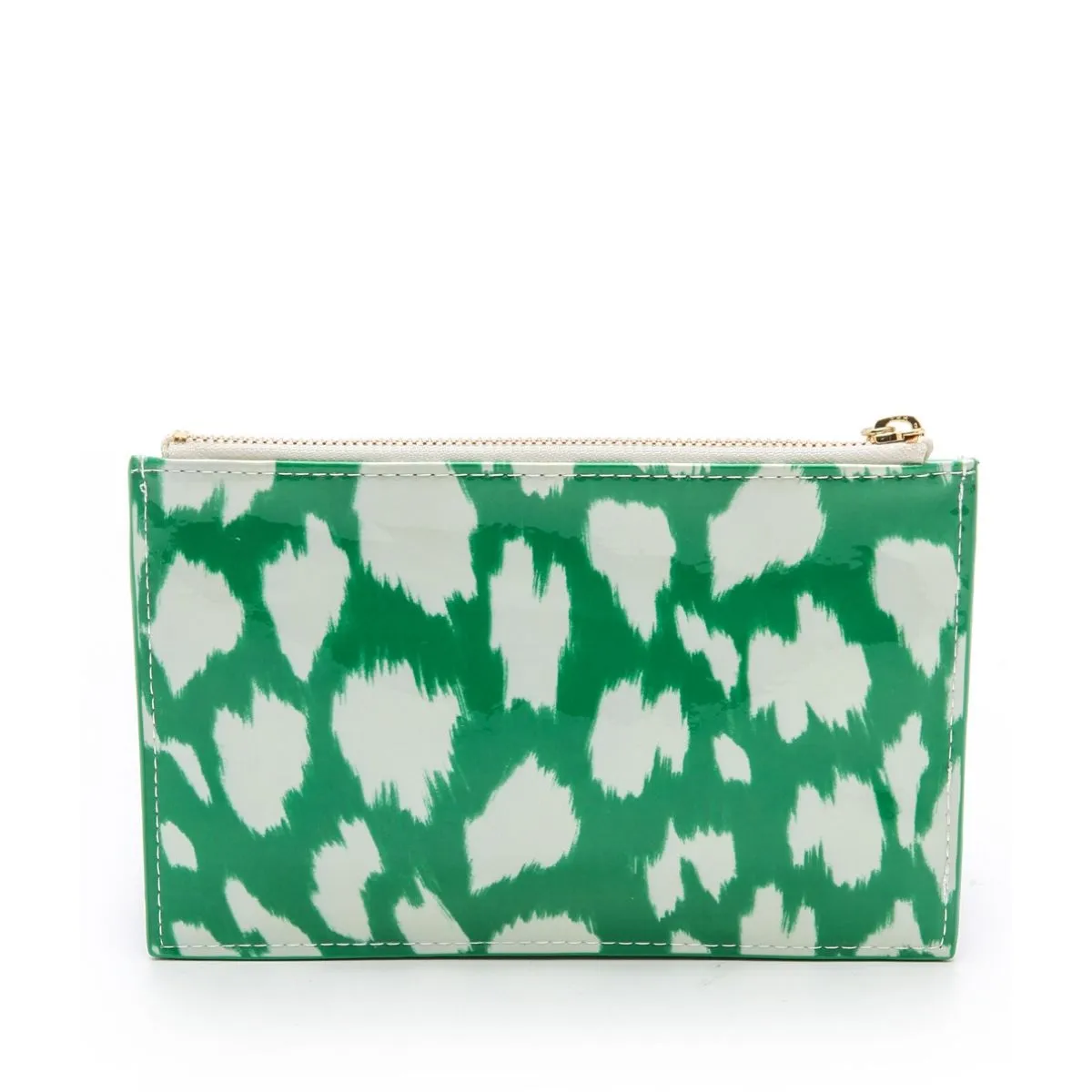Painterly Cheetah Ikat Green Pouch