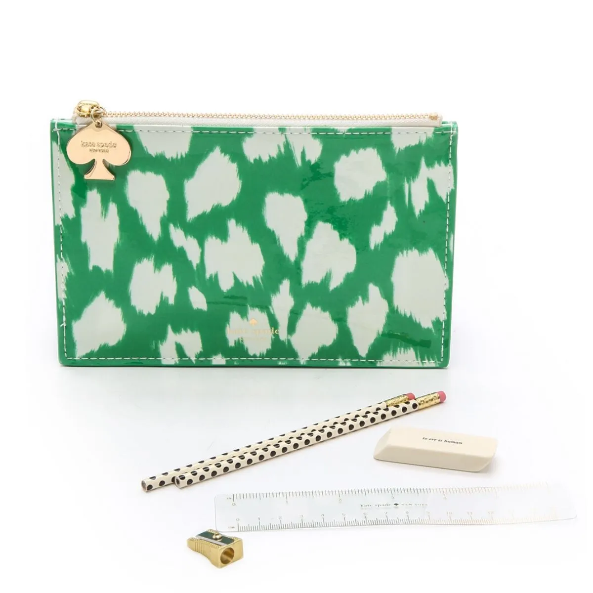 Painterly Cheetah Ikat Green Pouch