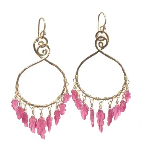 Pink Sapphire Leaf Earrings SRN221 by Calico Juno Designs, Bonnie Riconda