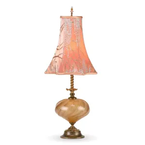Piper Table Lamp 113 A 145 by Kinzig Design, Colors Caramel Blown Glass, Mango Colored Shade
