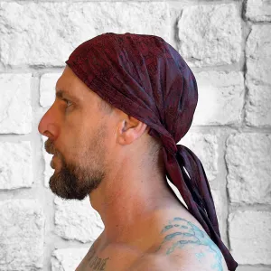 'Pirate Bandana' Medieval Hat, Silk - Red/Black