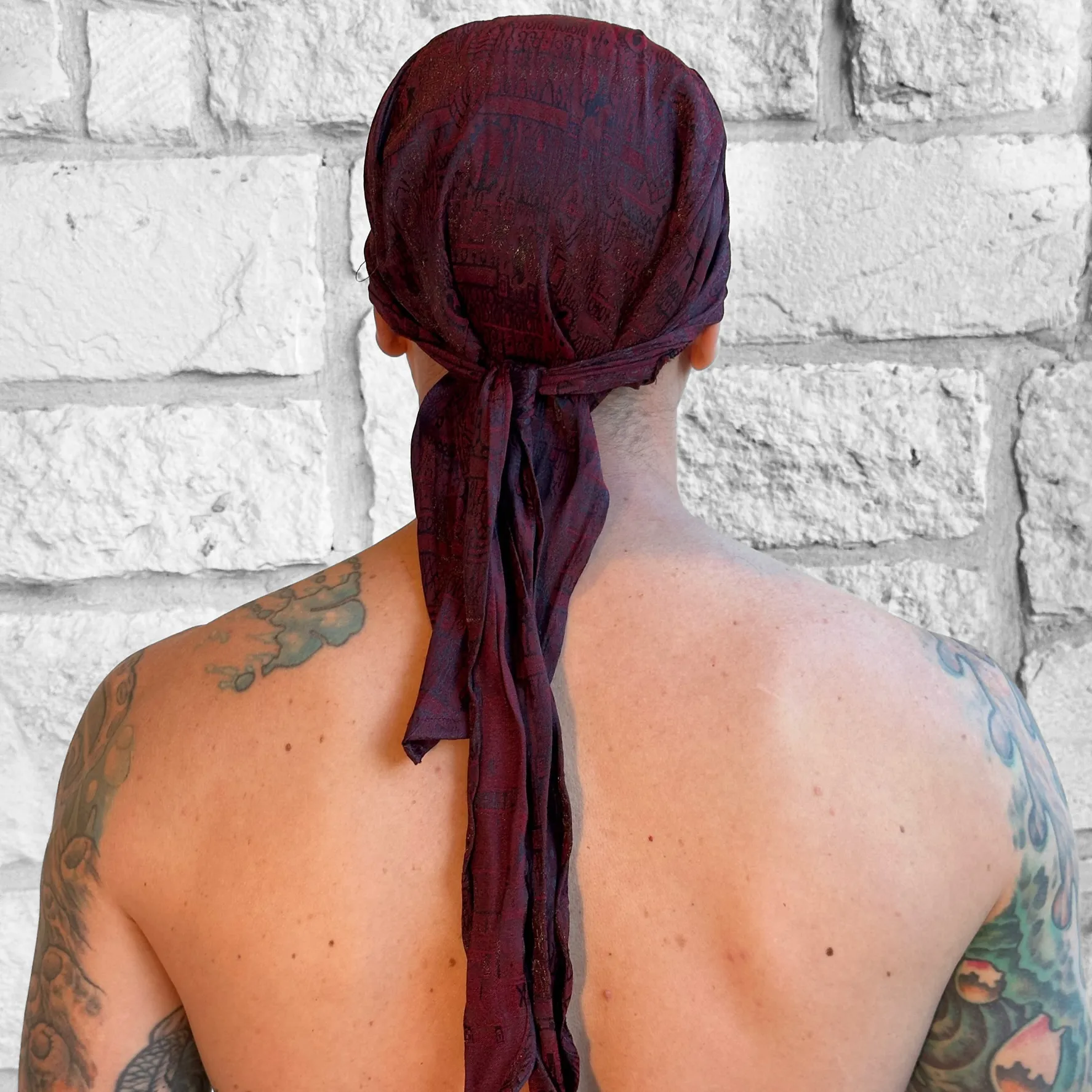 'Pirate Bandana' Medieval Hat, Silk - Red/Black