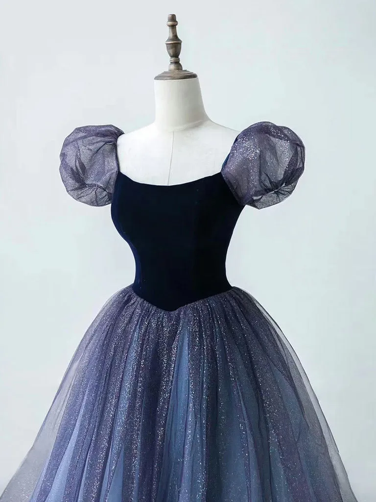 Purple A-Line Tulle Long Prom Dress, Purple Formal Dress