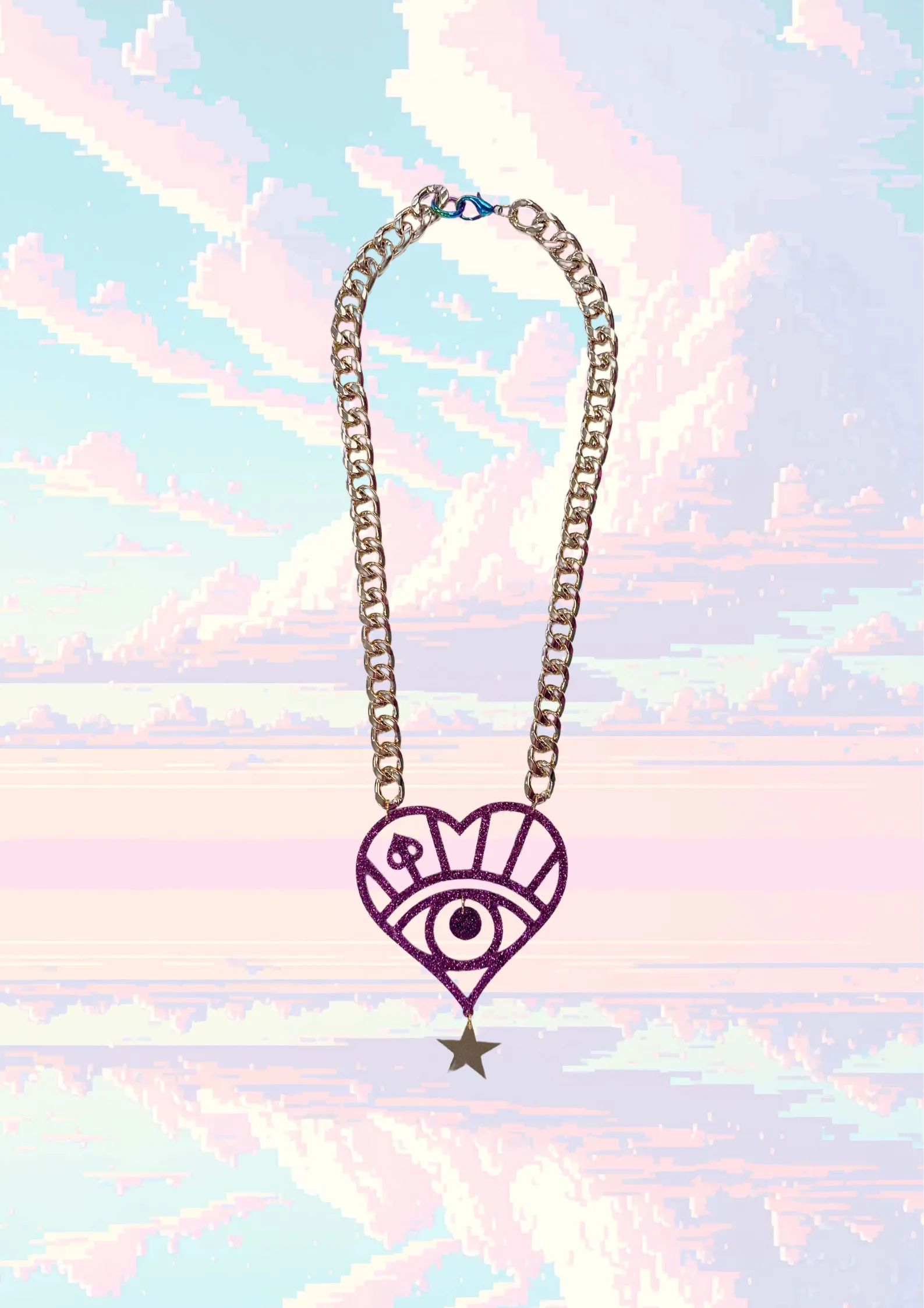 Purple Logo Star Necklace