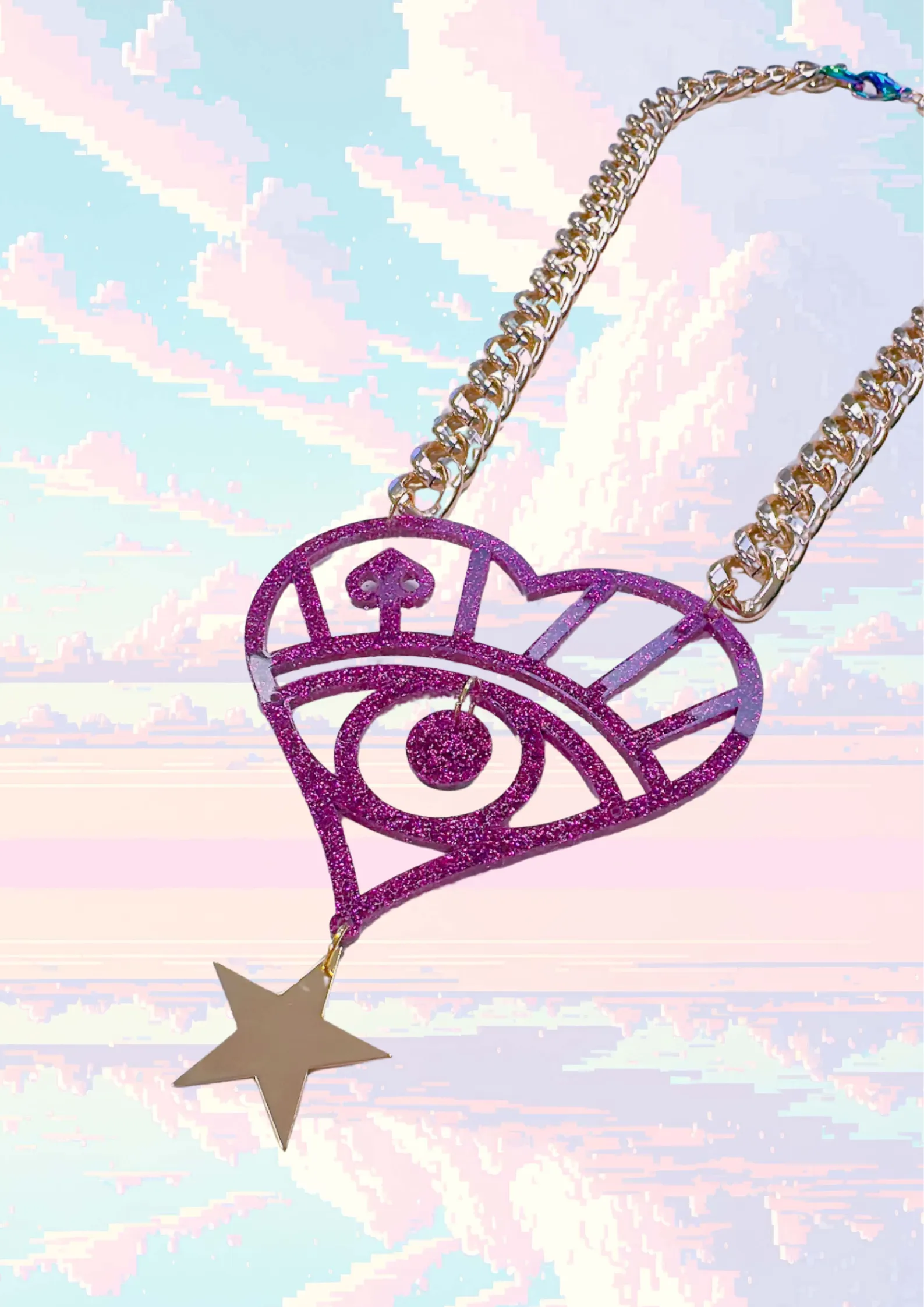 Purple Logo Star Necklace