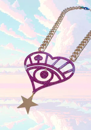 Purple Logo Star Necklace