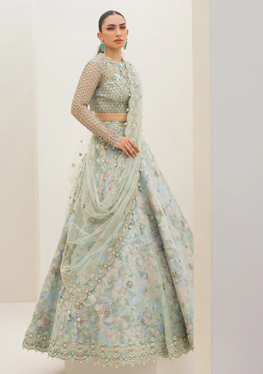 Qalamkar Wedding Festive Net Embroidered Unstitched Collection C-01 ZERLIN