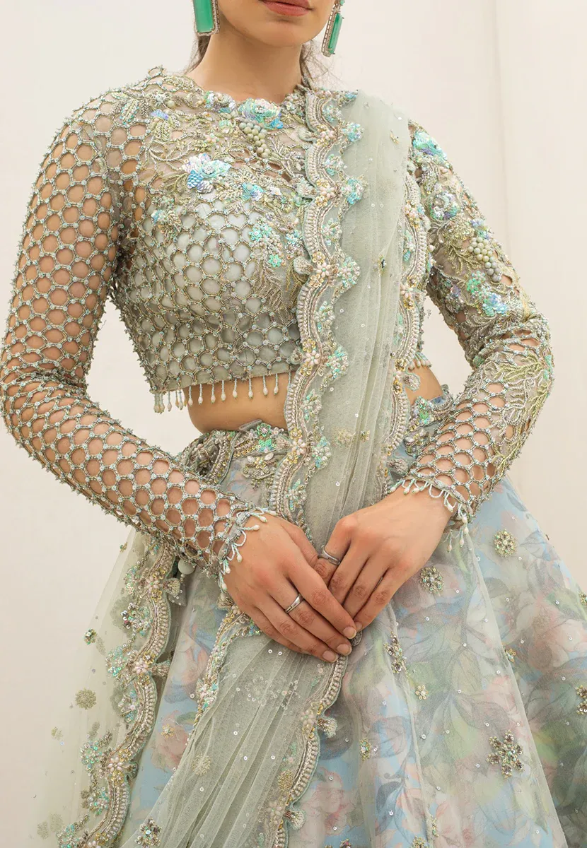Qalamkar Wedding Festive Net Embroidered Unstitched Collection C-01 ZERLIN