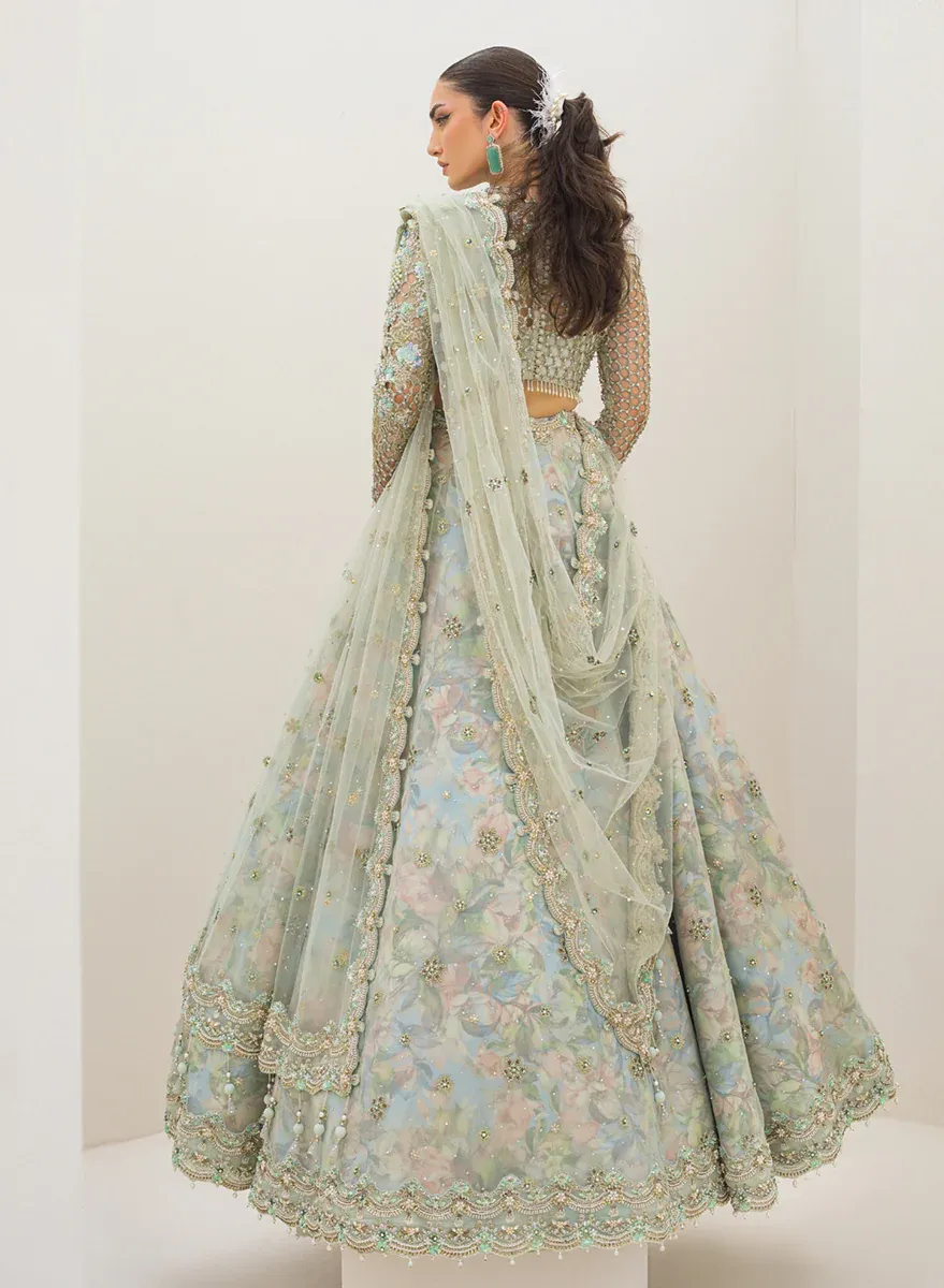 Qalamkar Wedding Festive Net Embroidered Unstitched Collection C-01 ZERLIN