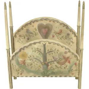 Queen Bed with Tall Milled Posts and 3D Carved Elements by Sticks BED020-D06857