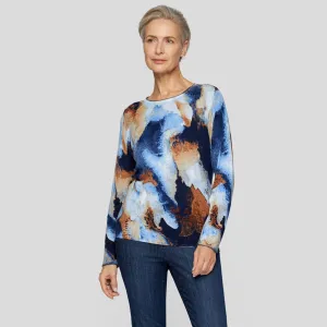 Rabe Abstract Print Sweater With "Beautiful" Rhinestone Detail