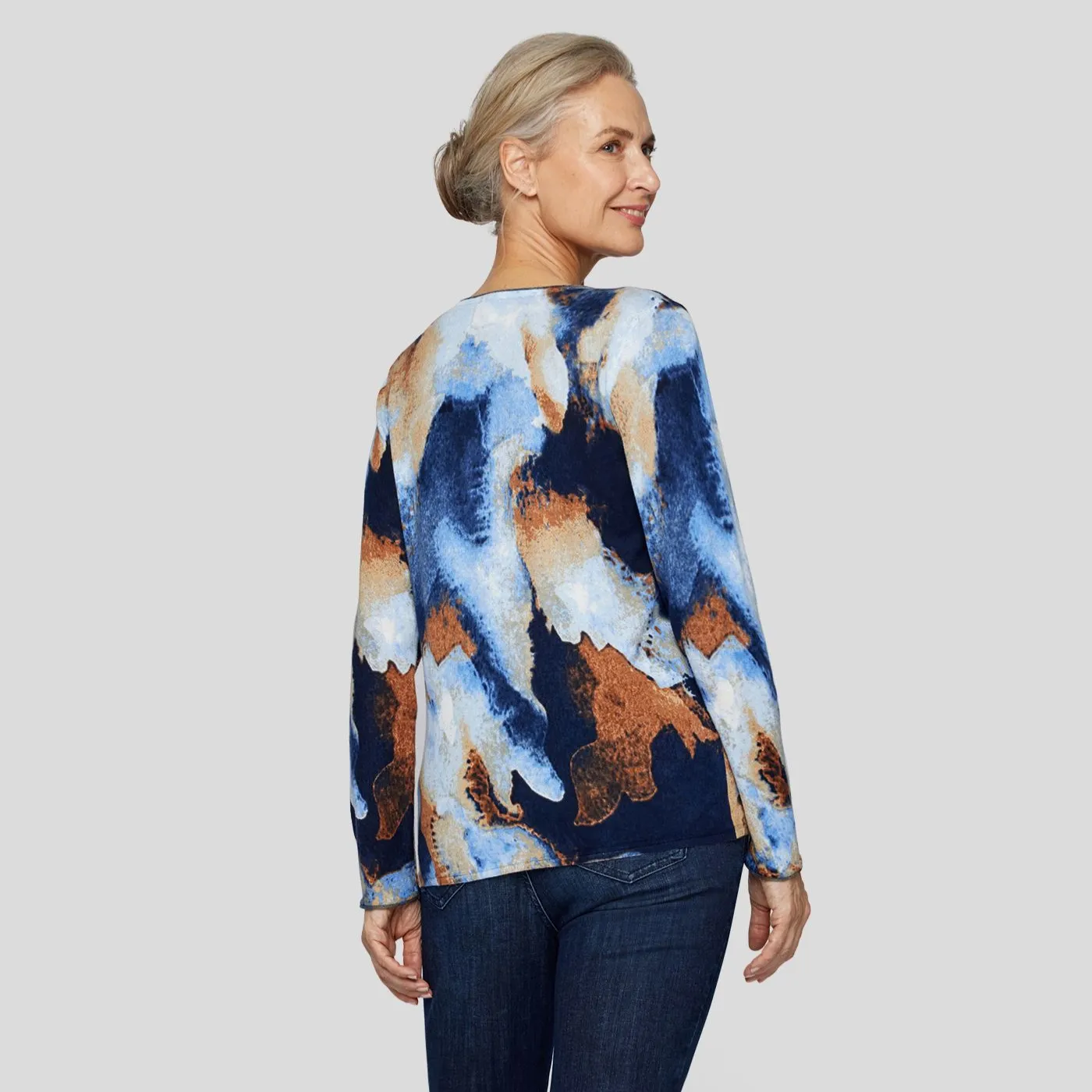 Rabe Abstract Print Sweater With "Beautiful" Rhinestone Detail