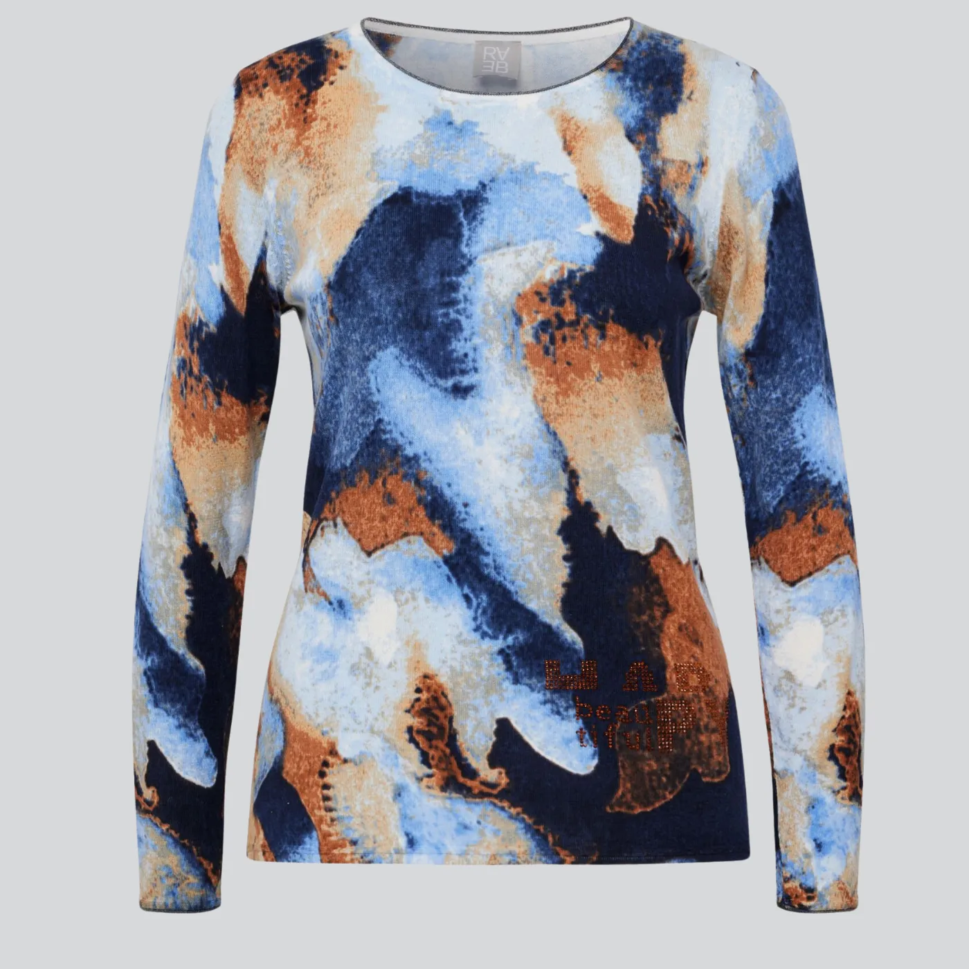 Rabe Abstract Print Sweater With "Beautiful" Rhinestone Detail