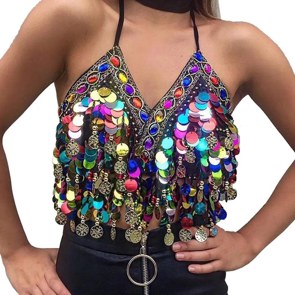 Rainbow Sequin Coin Top