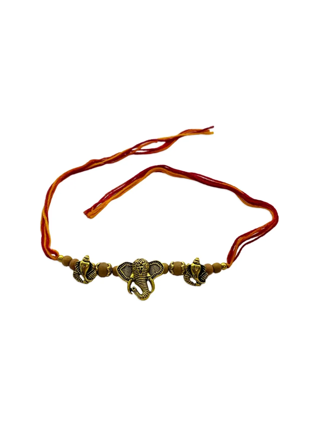 (Rakhi Set of 3) Beautiful Chandan Ki Rakhi Ganesha God Elephant Headed Mauli Thread Rakhee