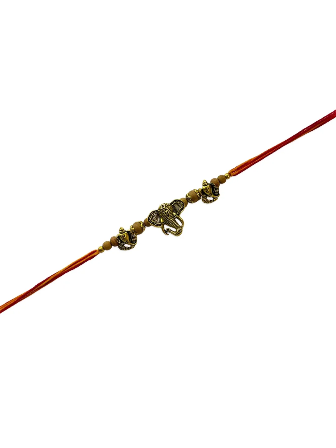 (Rakhi Set of 3) Beautiful Chandan Ki Rakhi Ganesha God Elephant Headed Mauli Thread Rakhee