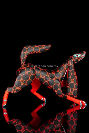 Red Dog Mexican Wooden Sculpture Alebrije