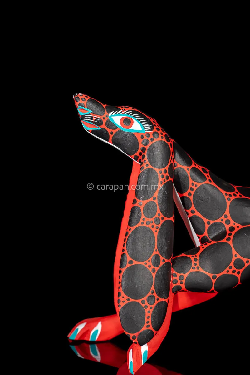 Red Dog Mexican Wooden Sculpture Alebrije