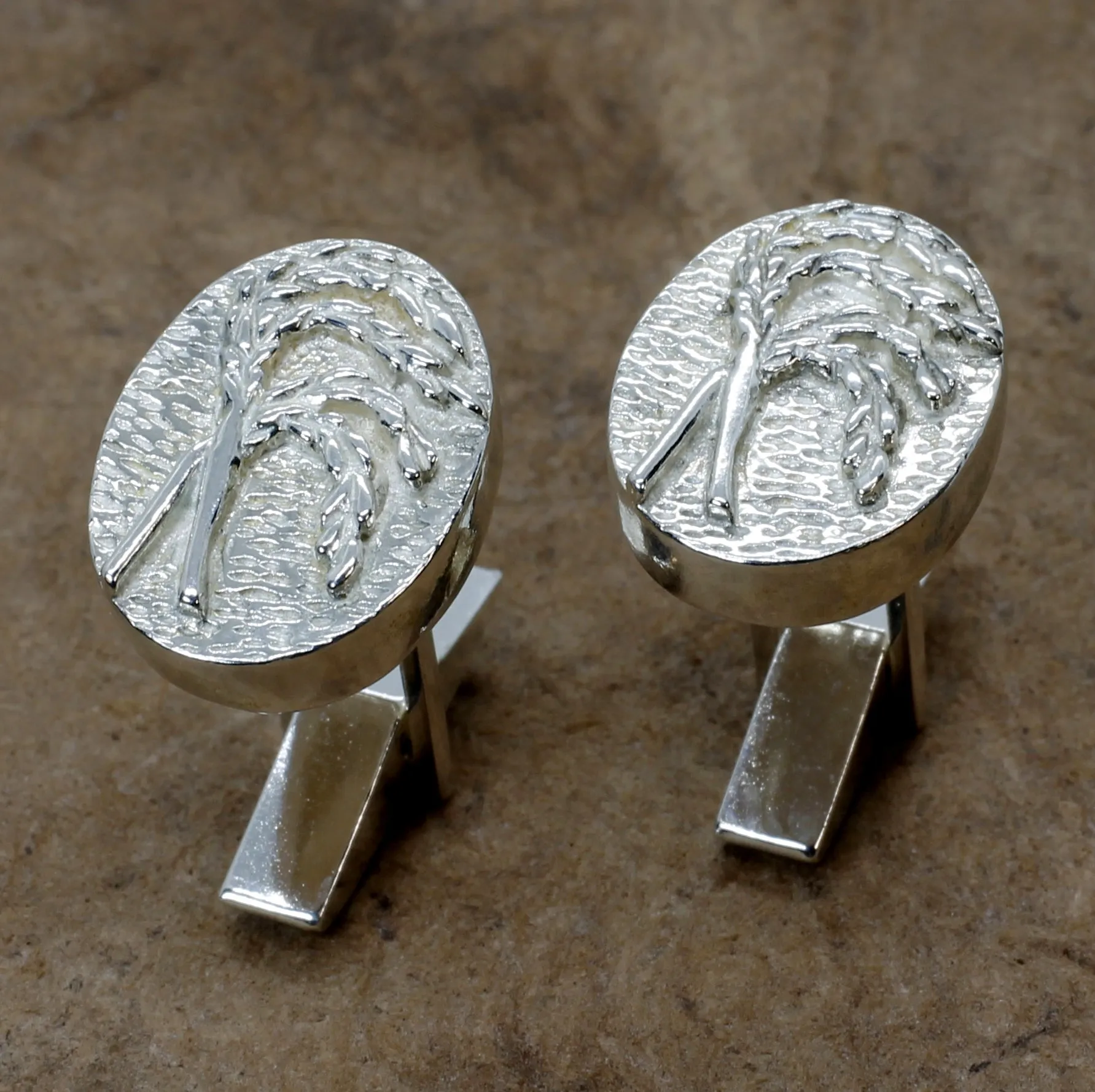 Rice Cuff Links for him with 925 Sterling Silver Heads of Rice