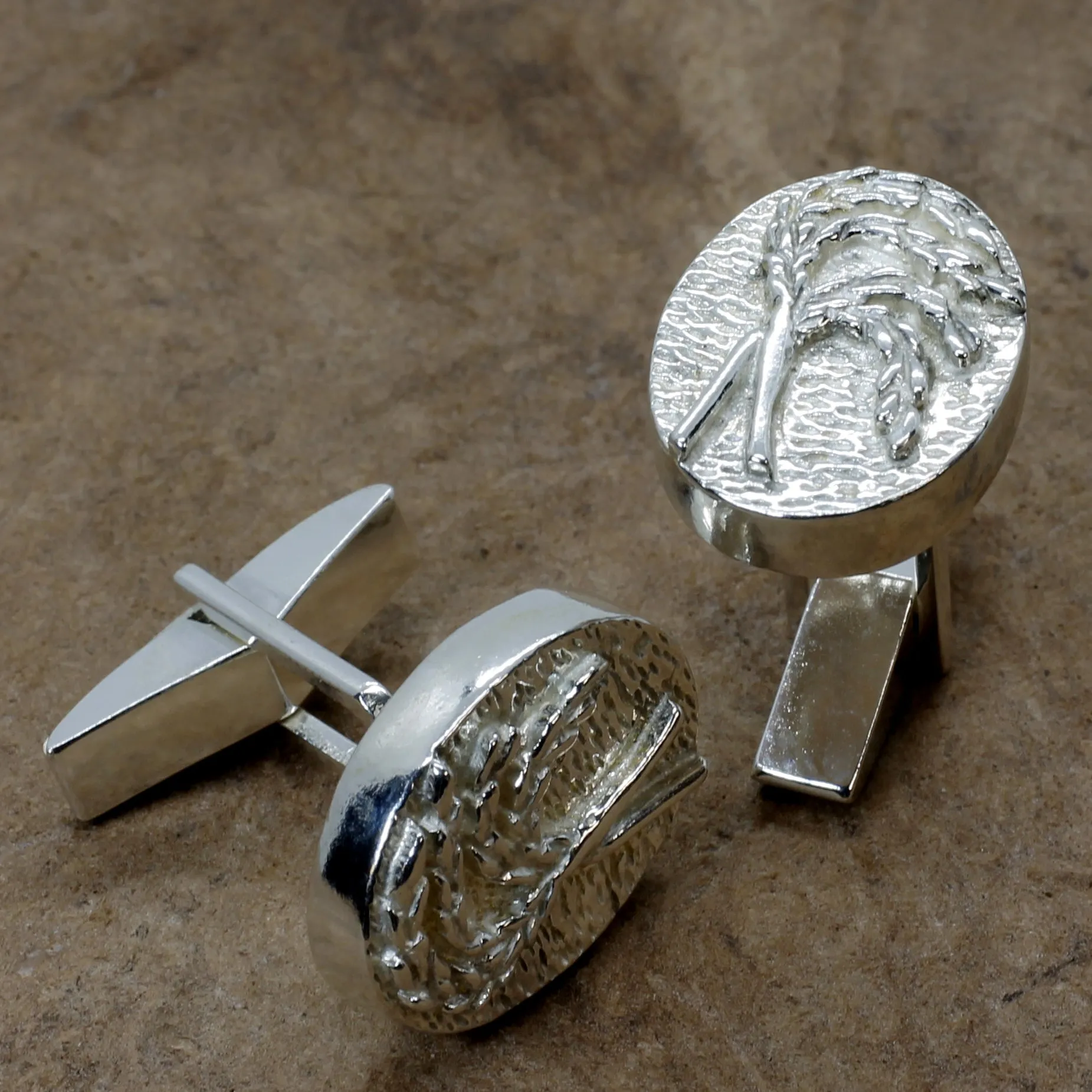 Rice Cuff Links for him with 925 Sterling Silver Heads of Rice