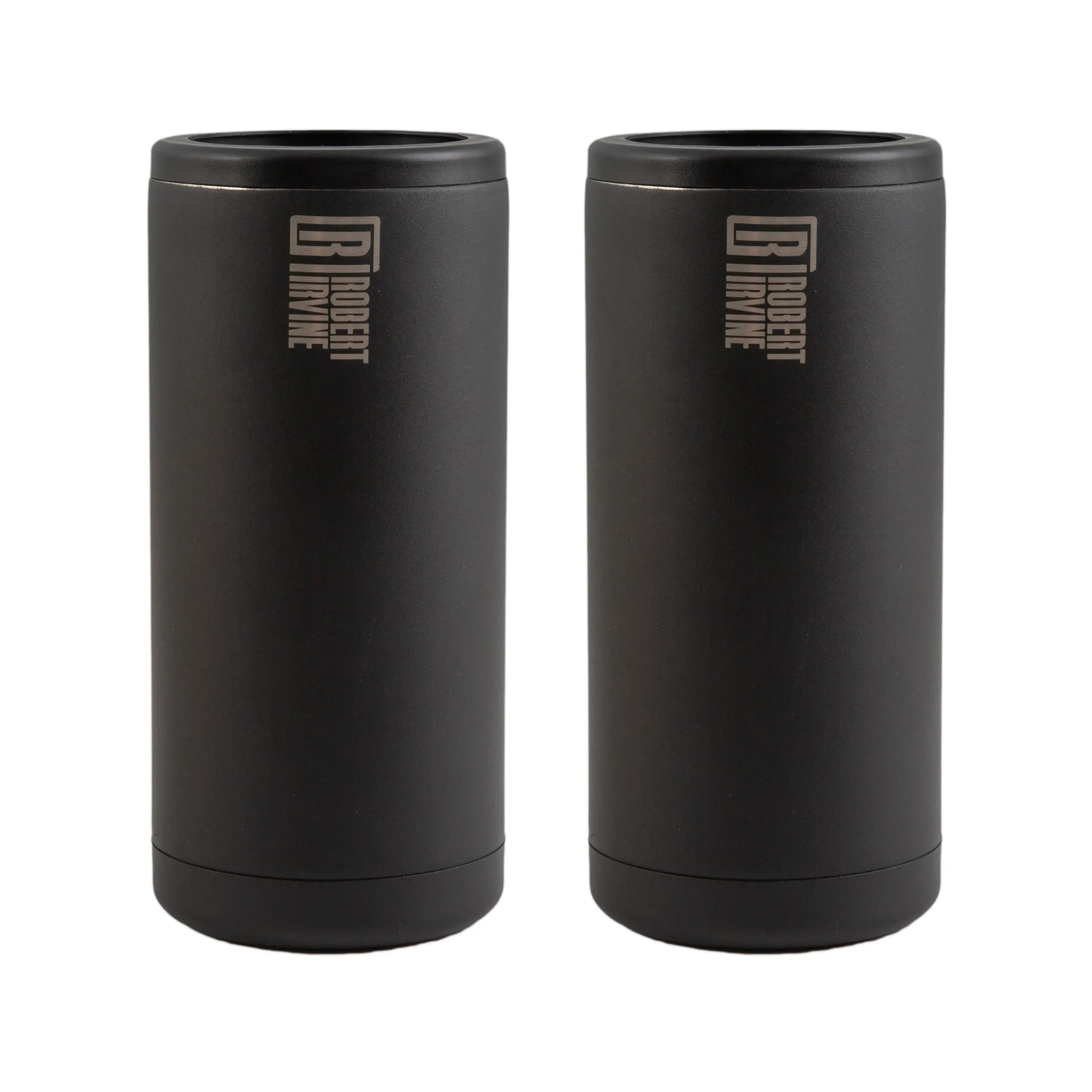 Robert Irvine 12 Oz Black Slim Coolers, Set Of 2