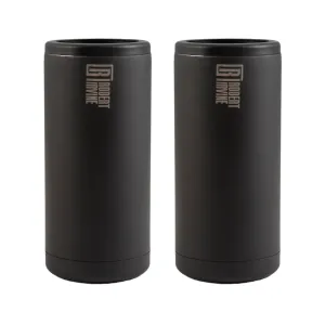 Robert Irvine 12 Oz Black Slim Coolers, Set Of 2