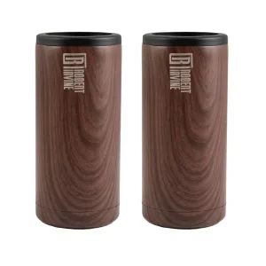 Robert Irvine 12 Oz Wood Slim Coolers, Set Of 2