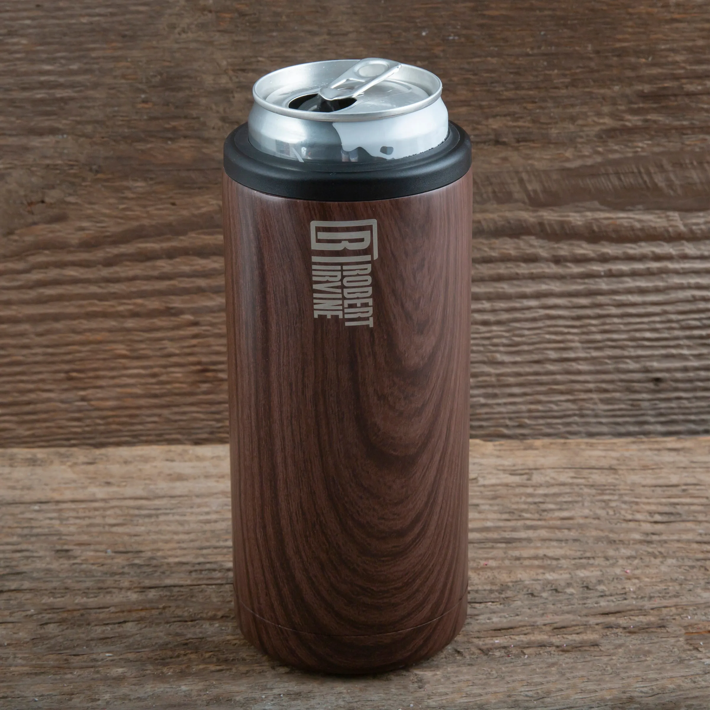 Robert Irvine 12 Oz Wood Slim Coolers, Set Of 2