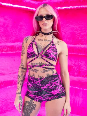 ROLLER BOOTY SHORTS - PINK VOLTAGE