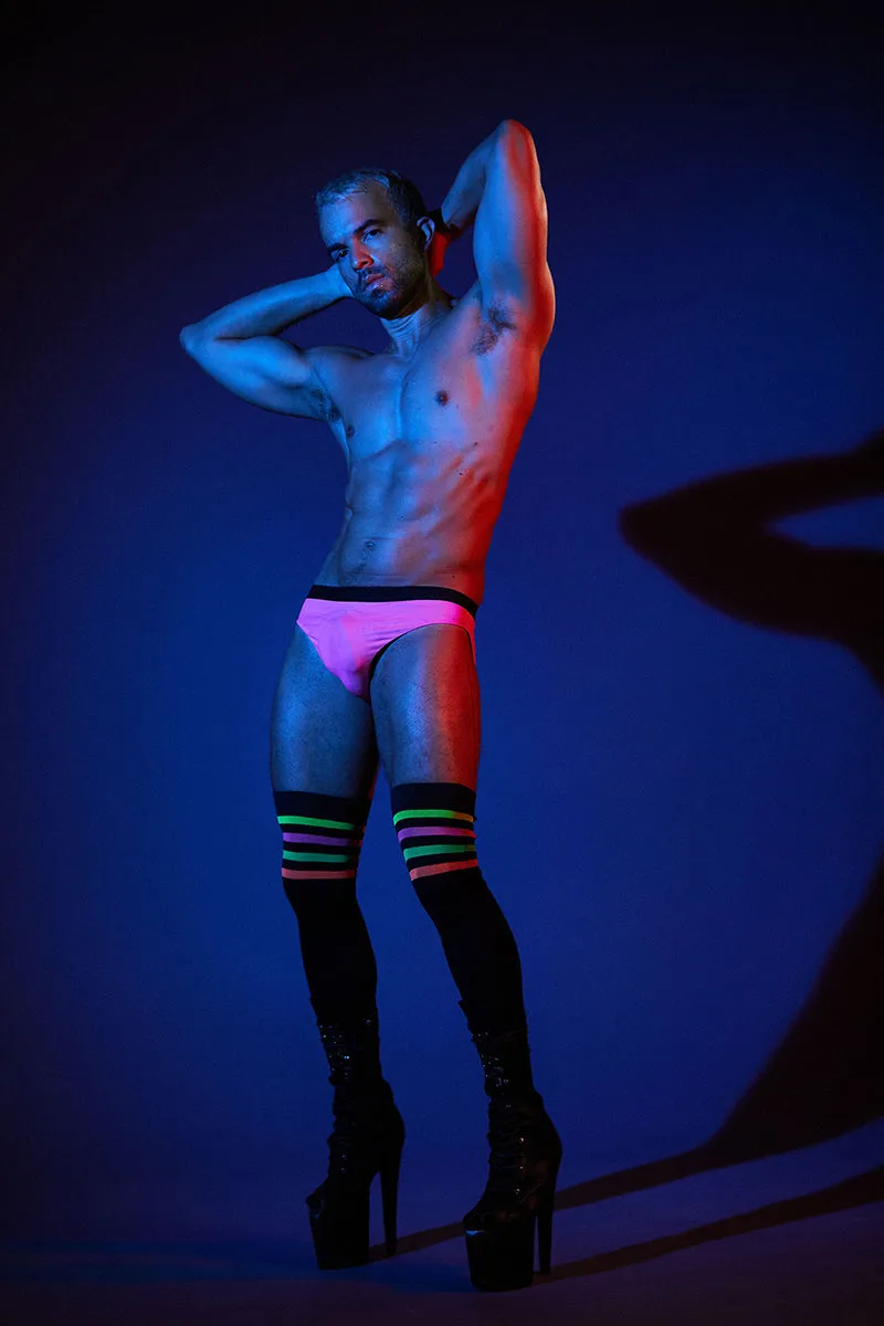 Rolling Alpha Reversible Unisex Briefs - Neon Pink/ Black