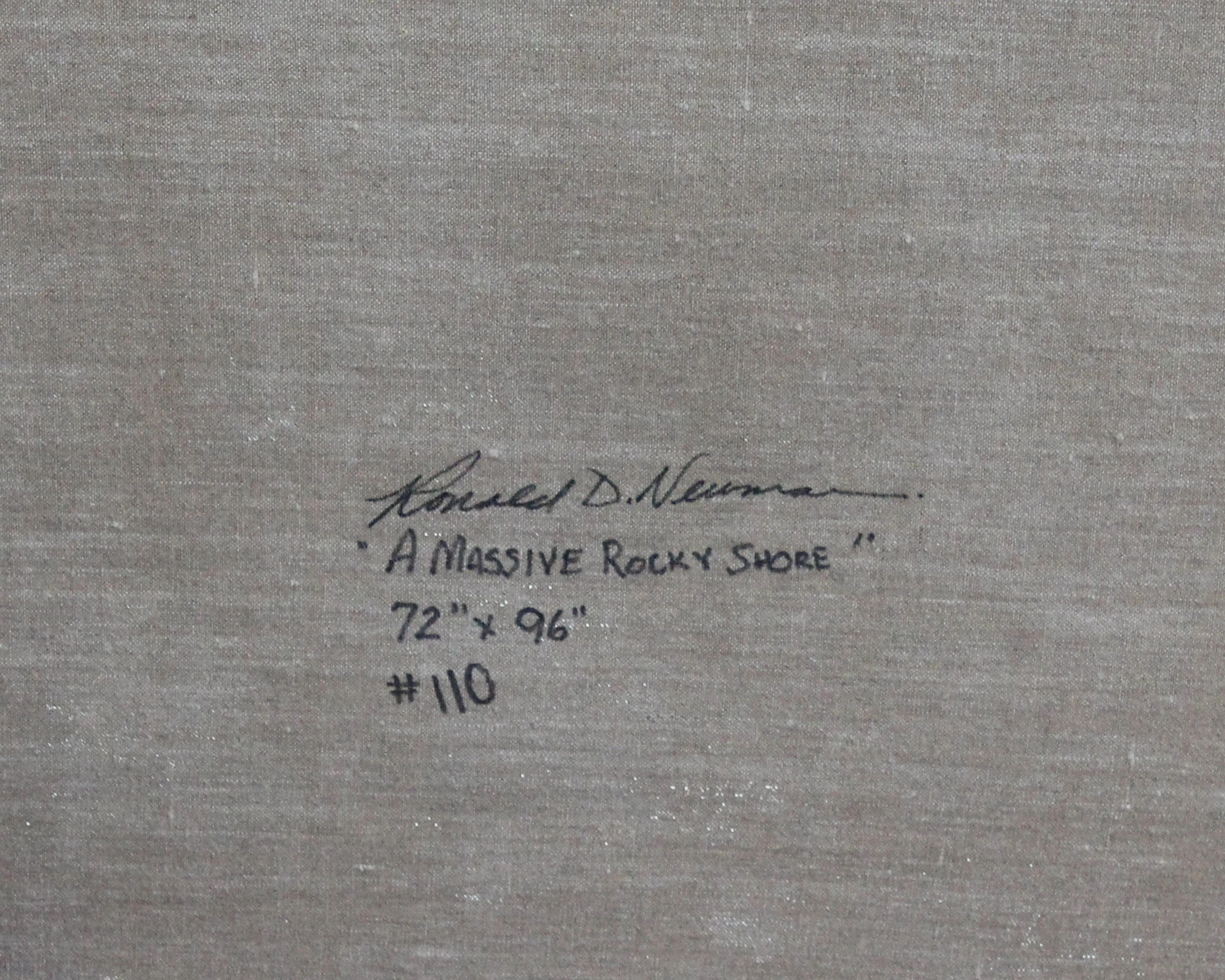 Ronald D. Newman Signed Oil on Canvas "A Massive Rocky Shore" Abstract Painting