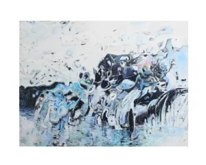 Ronald D. Newman Signed Oil on Canvas "A Massive Rocky Shore" Abstract Painting