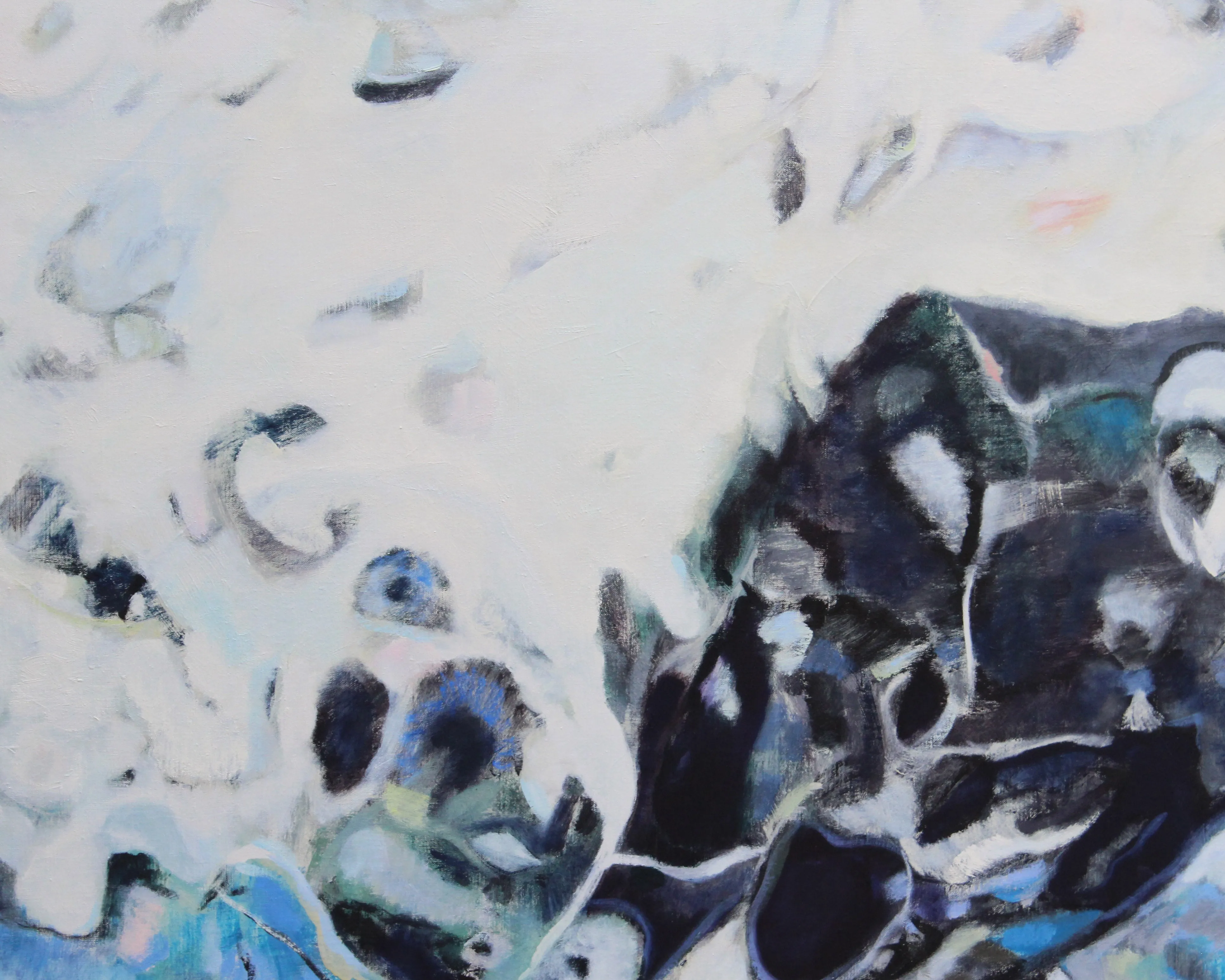 Ronald D. Newman Signed Oil on Canvas "A Massive Rocky Shore" Abstract Painting