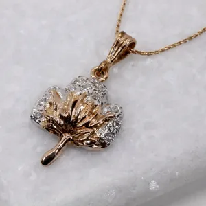 Rose Gold Diamond Cotton Boll Necklace with Detailed Cotton Boll