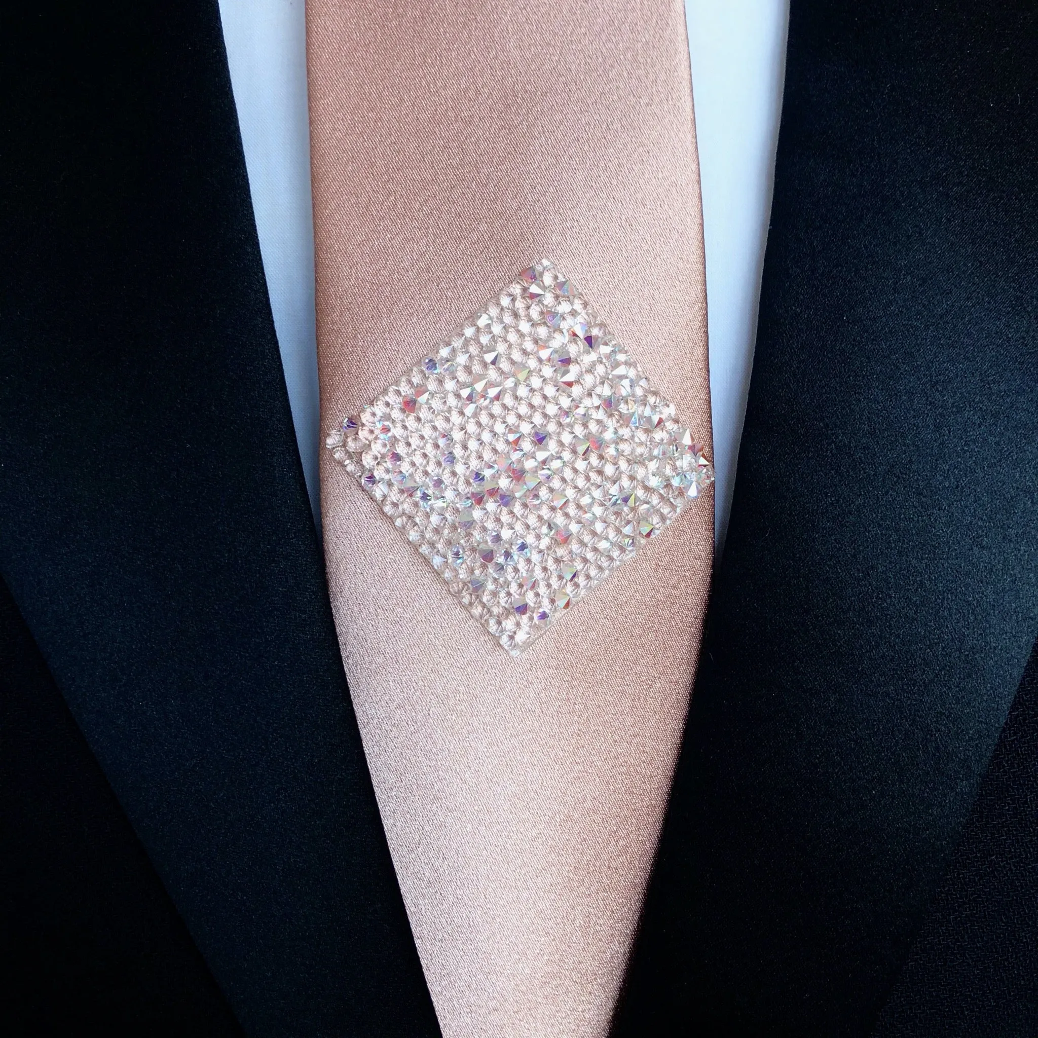 Rose Gold Skinny Tie With Swarovski Crystals
