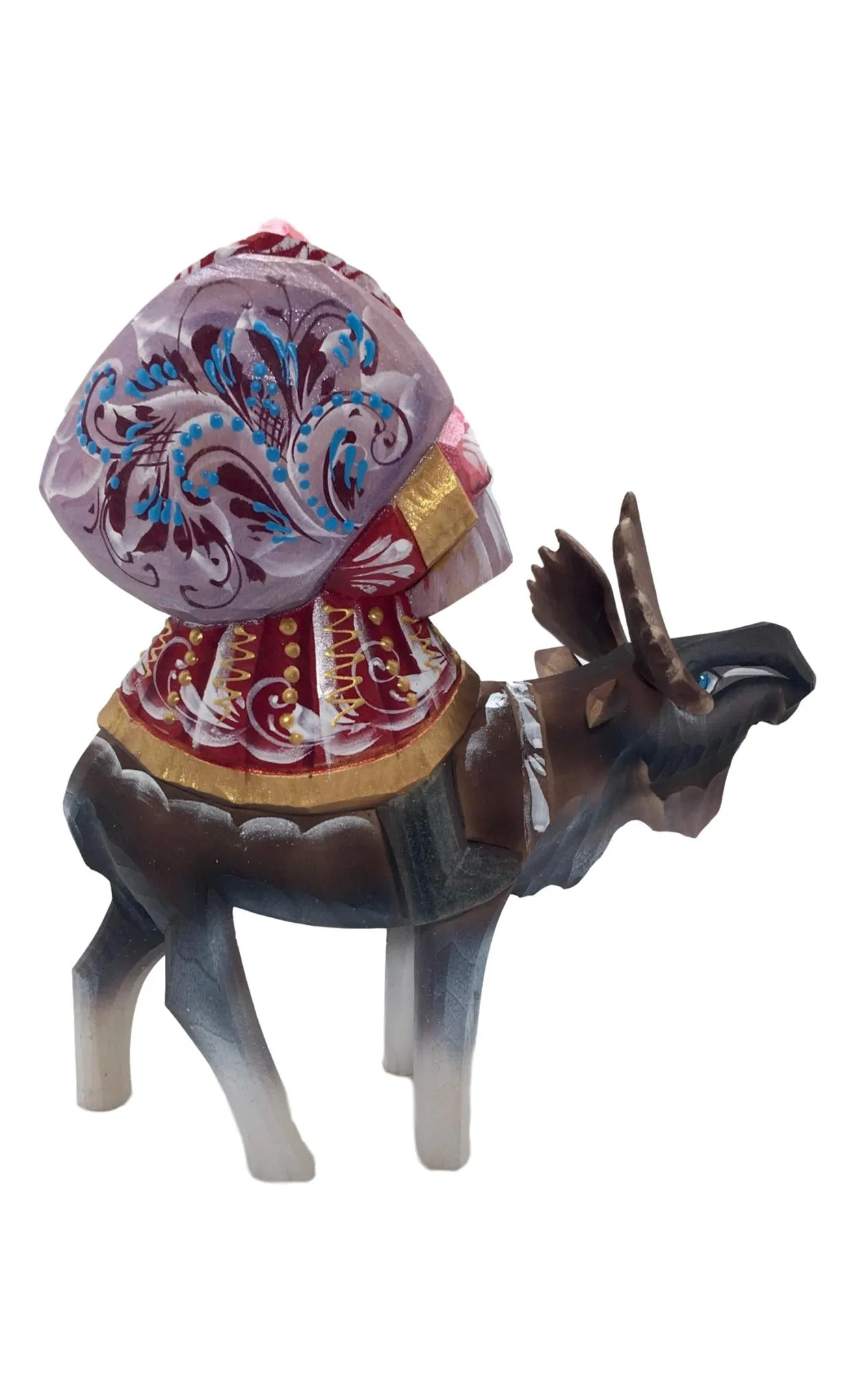 Russian Hand Carved Santa on Moose