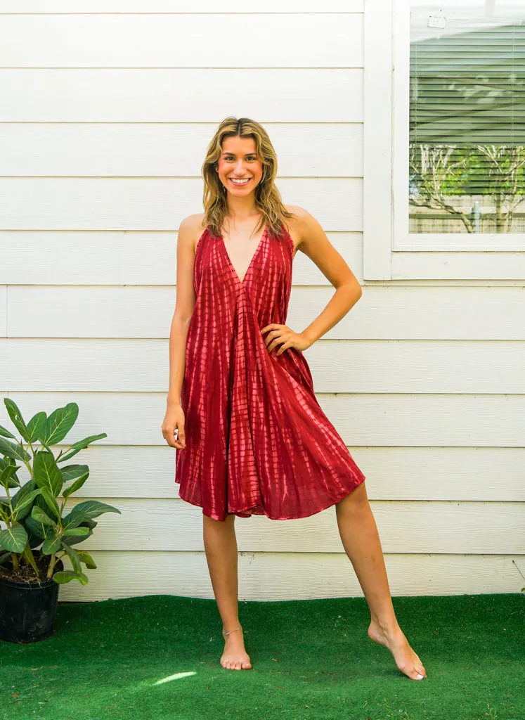 S9819- Shibori Tie Dye Boho Short Dress