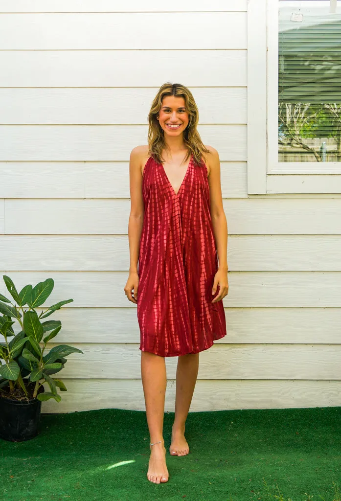 S9819- Shibori Tie Dye Boho Short Dress