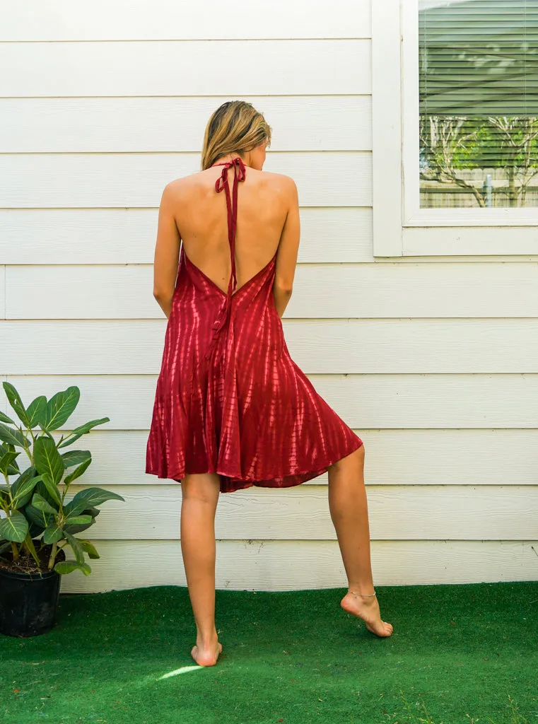 S9819- Shibori Tie Dye Boho Short Dress