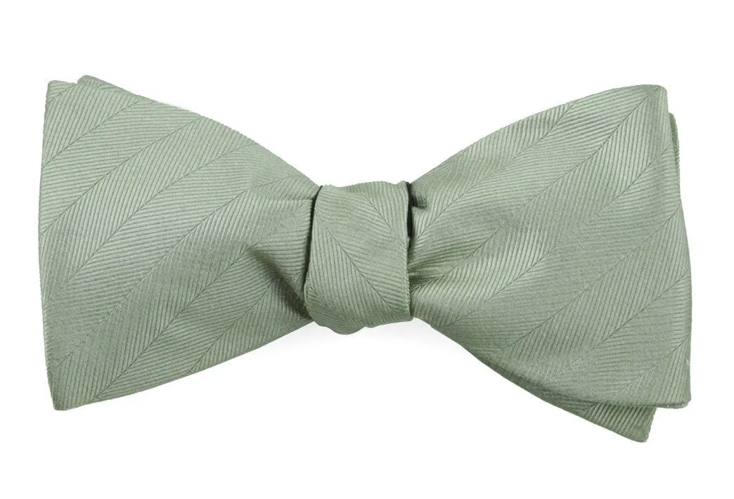Sage Green Herringbone Vow Bow Tie