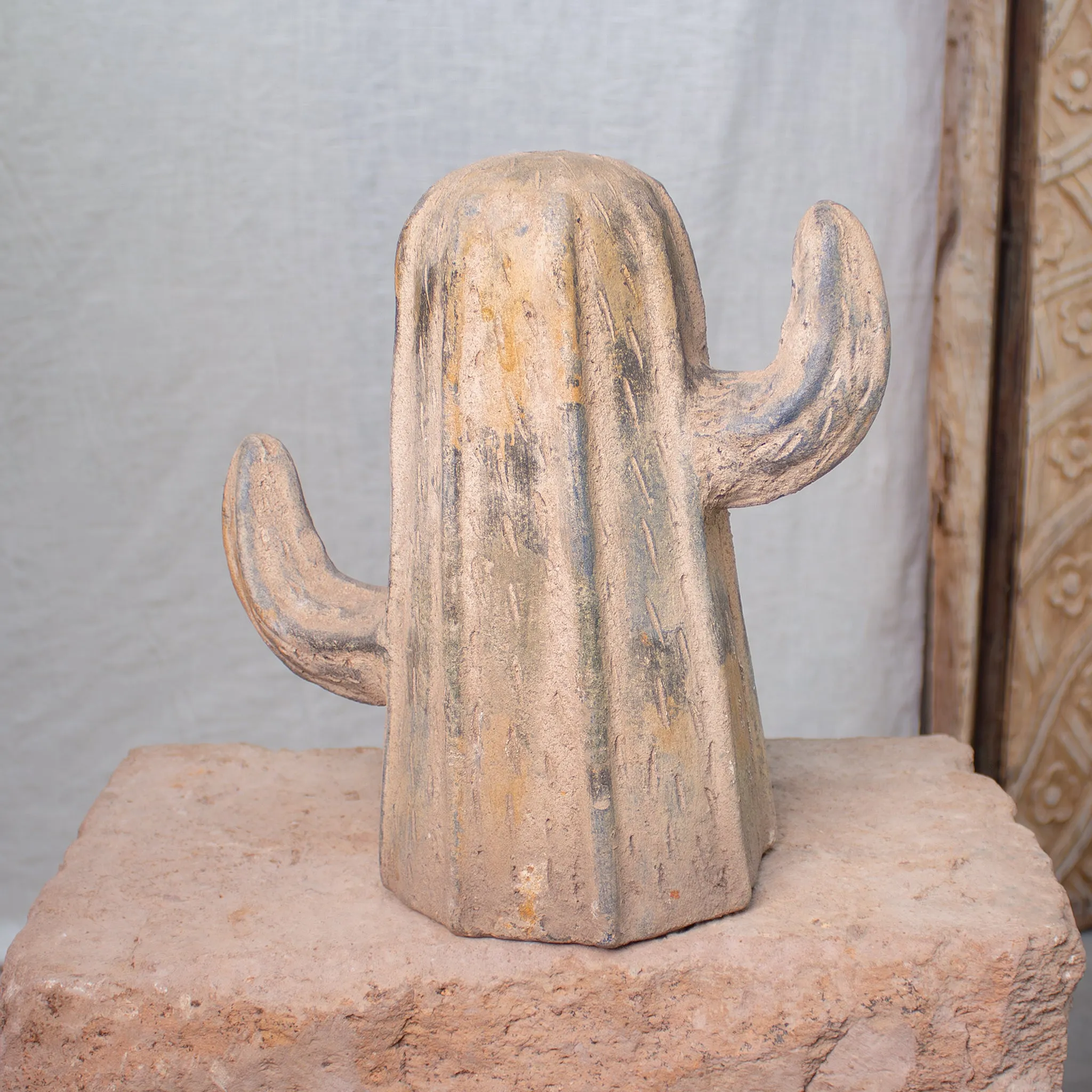 Saguaro Cactus, Vintage Terracotta Sculpture.