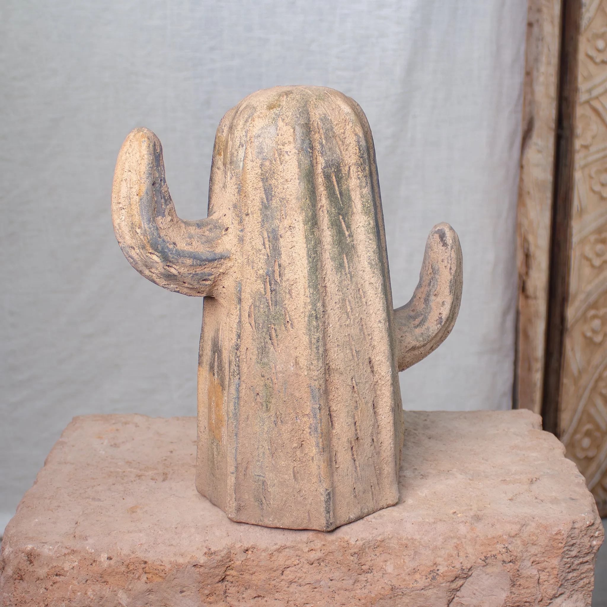 Saguaro Cactus, Vintage Terracotta Sculpture.